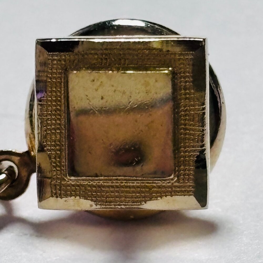 VINTAGE Gold Tone Square Toggle Tie Tack Chain Bar Clasp Unisex - Picture 5 of 6